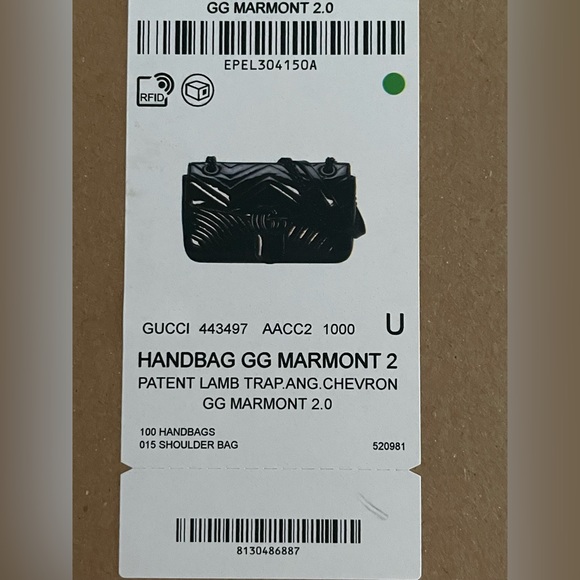 ❌❌SOLD!❌❌NEW Gucci Marmont GG Black Patent Leather Shoulder Bag Purse Authentic - Picture 11 of 11